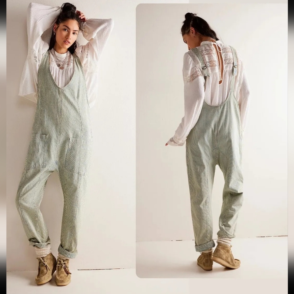 Free people high roller pinstripe jumpsuit